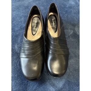 Women's Thom McAn Deidre Black Leather Slip On Clog Shoes Women's Size 11